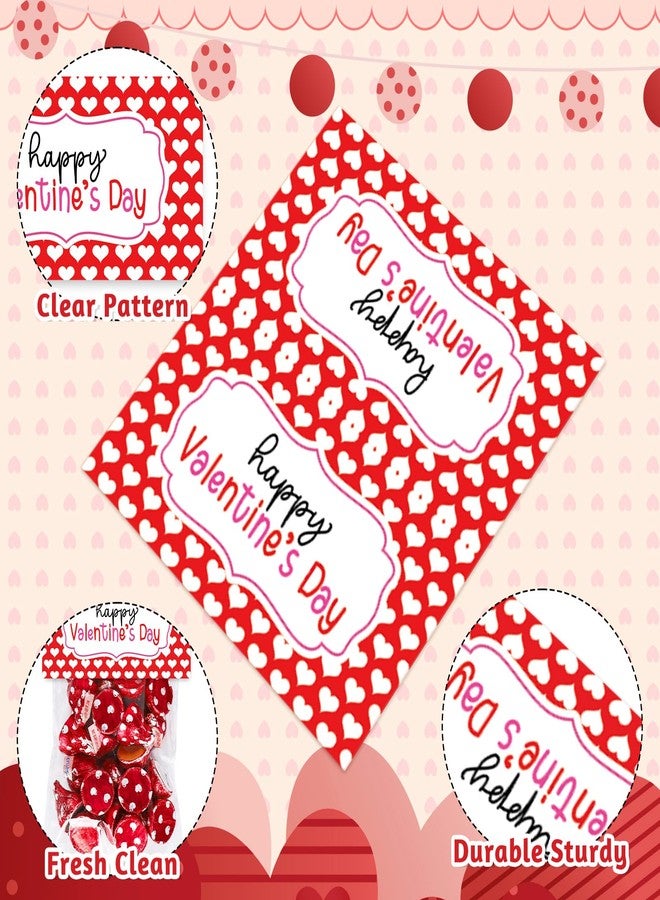 Whaline 60 Set Valentine's Day Self-Adhesive Goodie Bags Candy Cello Bag with Topper Red White Heart Plastic Favor Treat Bag for Wedding Anniversary Party Wrapping Baking Food - Image 3
